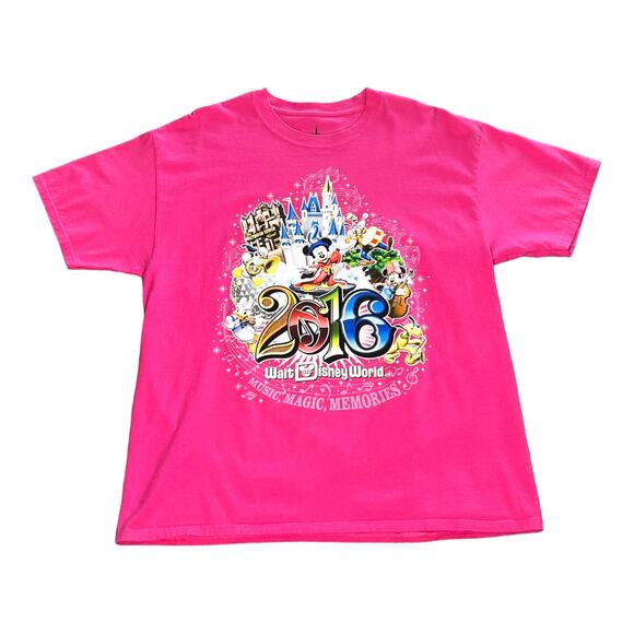 2016 Disney Parks TEE SHIRT Womens LG Pink Hanes 100% Cotton TShirt Short Sleeve - Picture 6 of 6